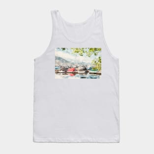 Watercolor Penticton Marina and Yacht Club Summertime View Tank Top